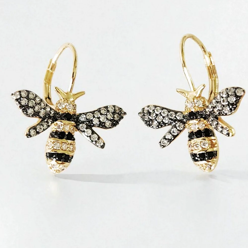 Kenneth Jay Lane Look Of Real Goldplated & Cubic Zirconia Bumble Bee Earrings